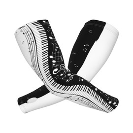 CVFGHJOKC White Black Musical Note Cooling Arm Sleeves For Men & Women Sunscreen Arm Cover With Thumb Holes For Gardening Outdoors Sports Workouts