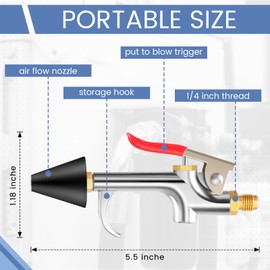 Honoson 4 Pcs Air Nozzle Blow Gun for Air Compressor Blower Gun HVAC Tools for Compressor Home Shop Garage Industry