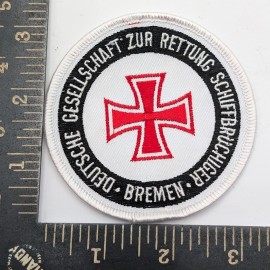 Unbranded German DGzRS Bremen Lifeboat Rescue Service Patch - Red Cross Emblem Sew On