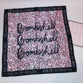 Victoria's Secret Victoria Secret Scarf Pink Black Logo Bombshell 25 x 25 Head Wrap Satin Gift New