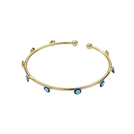 BlingNuts Navy Blue Evil Eye Gold Bangle Cuff Bracelet Good Luck Cuff Wrap Bangle Protection Bracelet for Valentines Day