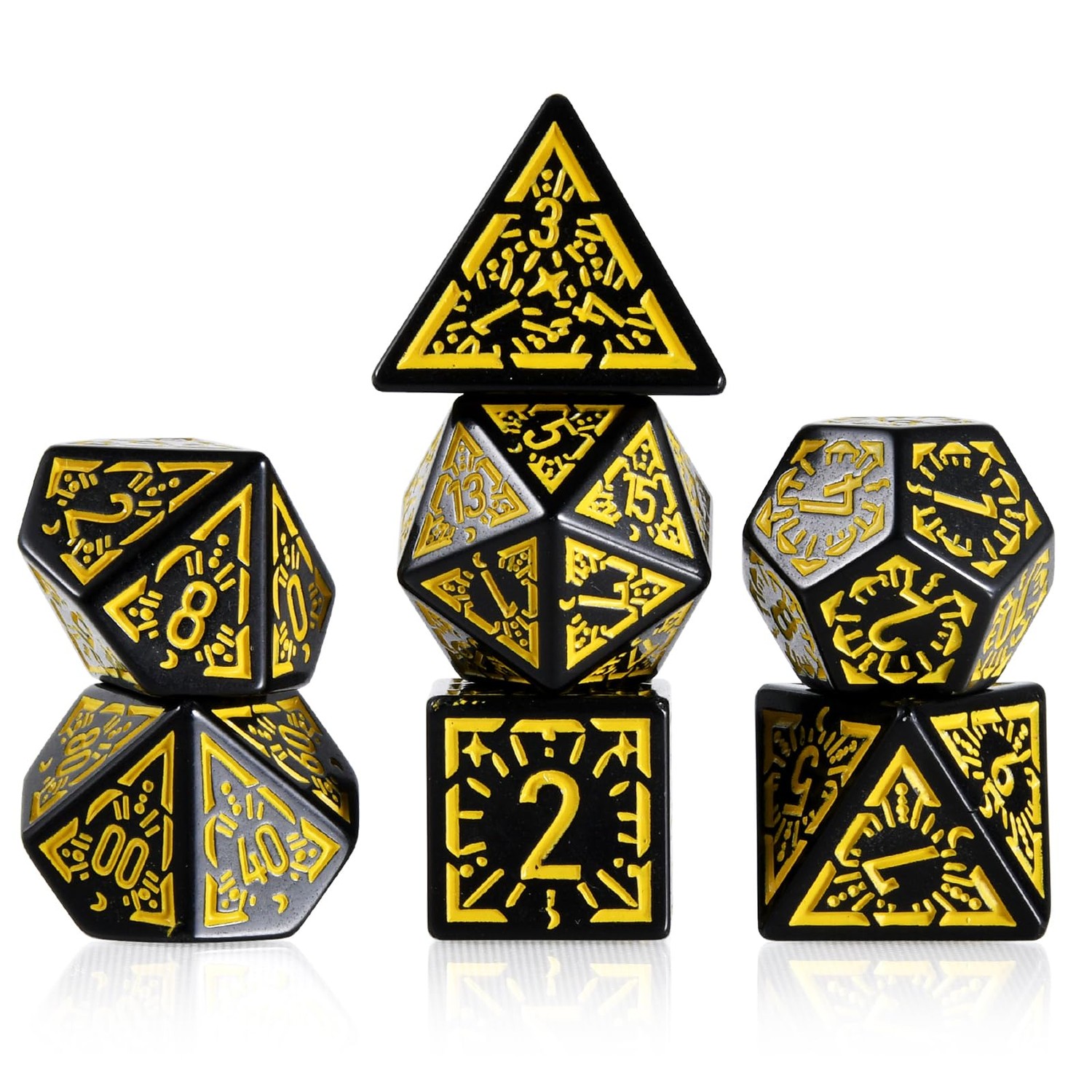 Set De 7 Dés DND FLASHOWL – Dés à Motifs Horloge, étoiles Et Lune, Rétro – D4 à D20 – Acrylique, Pour Donjons & Dragons, MTG, Jeux De Rôle