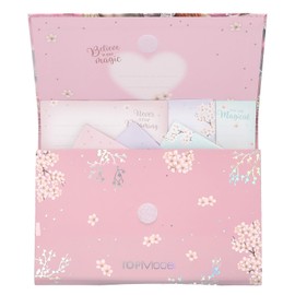 Depesche 13616 TOPModel Viva Violet - Briefpapier Set in Mappe, mit Model Motiv, Pferd und Blumen, inkl. Briefblättern und Umschlägen