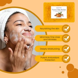 2PCS Jabón Turmeric Soap, Jabón De Ácido Kójico De Cúrcuma y Limón, Ingredientes naturales y orgánicos Limón Turmeric Kojic Soap, Iluminador y Hidratante, suave Turmeric Soap Bar para rostro y cuerpo
