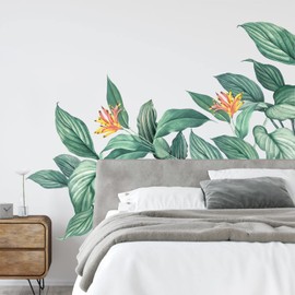 decalmile Wall Tattoo Banana Leaves Wall Sticker Tropical Plants Wall Sticker Bedroom Living Room Hallway Wall Decoration
