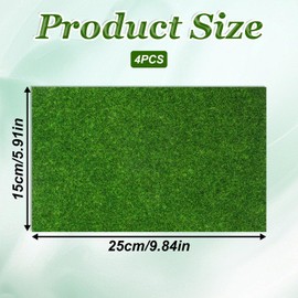 Aeaocvo 4 Pieces Artificial Grass for Crafts, 15 x 25 cm Artificial Grass Miniature Moss, Artificial Grass Rug, Artificial Crafts Lawn for Miniature Garden, Miniature Ornament, Garden, Dollhouse