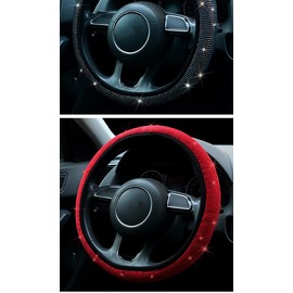 Glitzer Auto Lenkradbezug für Damen Mädchen, 37-38cm Bling Diamanten Lenkradbezug Auto KFZ Lenkradhüllen Universal rutschfest Lenkrad Abdeckung Atmungsaktiv Lenkradschoner Auto-Dekozubehör,Rosa