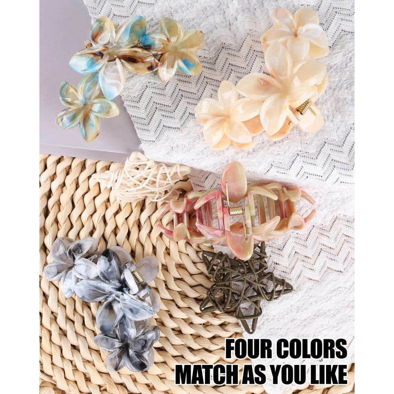 lulir Hair Clip Large 4 Pieces Flower Hair Clips Women's