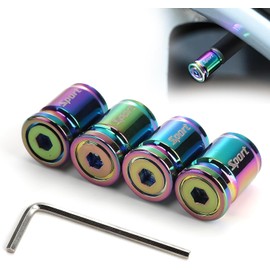 Juego de 4 Tapones para Llantas Antirrobo Valvulas Llantas Universales Protección Ideal para Coche, Camioneta Motocicleta Bicicleta Cubre Válvulas de Aluminio De Color
