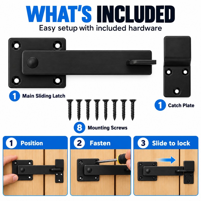 5 Inch Heavy Duty Barn Door Bolt Lock, Dark Brushed