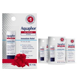 Aquaphor Lip Repair Stick with Jojoba Oil and Shea Butter, Moisturizing Lip Balms, Fragrance Free and Paraben Free, Holiday Gifts for Self Care, 0.17 Oz Stick, Pack of 4