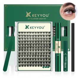 KEYYOU DIY Cluster Lashes Kit Volume Waterproof Long-Lasting Lash Extension Kit D Curl 8-18MIX Eyelash Extensions Cosmetic Makeup:_Lash Kit-40D
