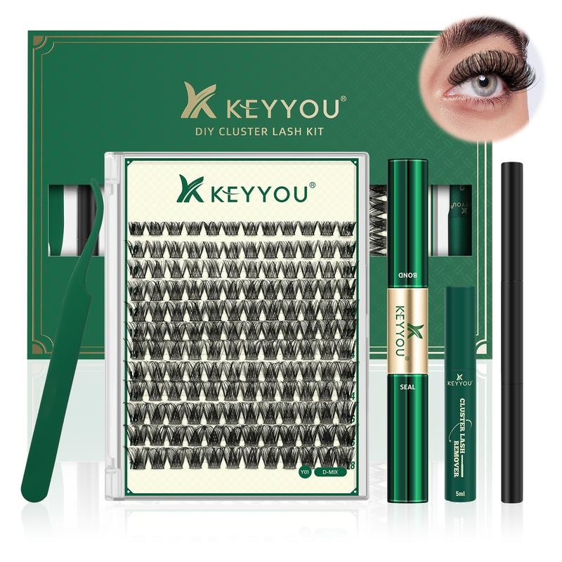 KEYYOU DIY Cluster Lashes Kit Volume Waterproof Long-Lasting Lash Extension
