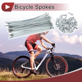 A ABSOPRO 36 Set 13G Bicycle Spokes 133mm Bike Wheel Spokes Galvanized Carbon Steel Silver Tone