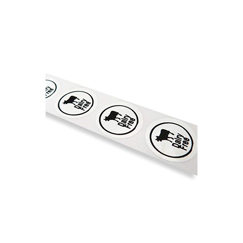 1000 x Roll 25mm Round White Dairy Free Labels Permanent