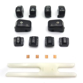 HTTMT MT420-001-BK Black Hand Controls Switch Housing Buttons Caps Cover Compatible with Harley Touring 1996-2013 FLHTCU/FLHTK/FLTR/FLTRU and 2009-2013 FLHTCUTG