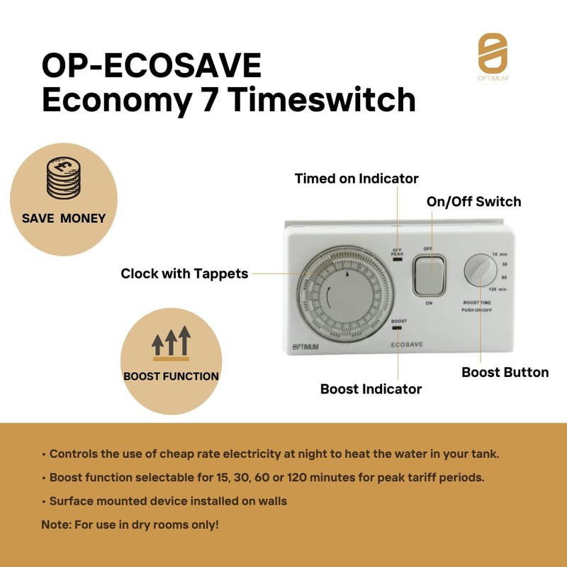 Optimum OP-ECOSAVE Economy 7 Time Switch, 230 V, White