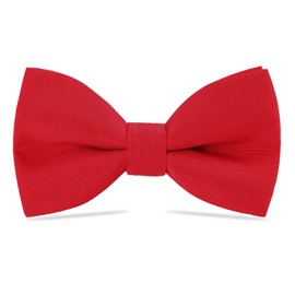 WELROG Classic Pre-Tied Bow Tie Kids & Men’Formal Solid Tuxedo Gabardine Adjustable Bow ties Necktie for Adults & Children for Wedding Party Fancy Plain Bowties (Red)