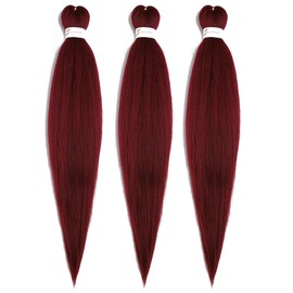 BALINGHAIR Pre-Stretched Braiding Hair Burbundy Red Braids Hair Extensions 26 Inch(900#-3Pcs)