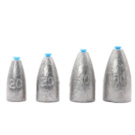 Fabulous Hall Bullet Sinker Tube Set of 10, 50g Weights, Lead Fishing Tackle for Bass Worms, Suitable for Sea and River Texas Rig