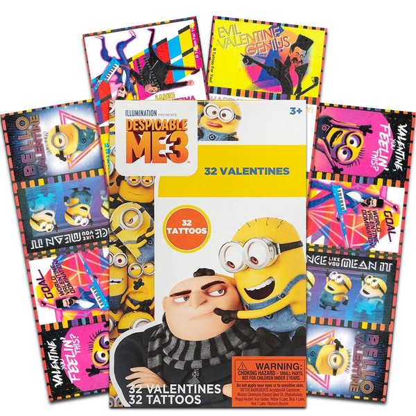 Valentine's Day Cards Despicable Me Minions Licensed Cartoon Character, 32-ct.