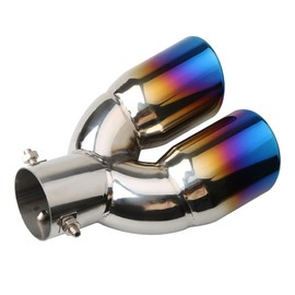 Riloer Stainless Steel Straight Curved Car Dual Exhaust Tailpipe for Any Car Exhaust Pipe with Diameter 35-55mm/1.38-2.17inch