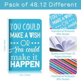 Inspirational Notepads Mini Motivational Notebook Small Pocket Journal Notepads Inspiring Notebook for School Office Travel Present Supplies, 12 Styles (Novel Style,48 Pieces)