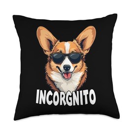 Incorgnito - Funny Welsh Corgi Owner Retro Pet Dog Lover Throw Pillow