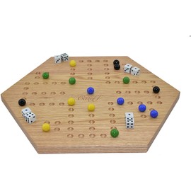 Solid Oak Double Sided Aggravation Marble Board Game Wooden 16 inch by Cauff