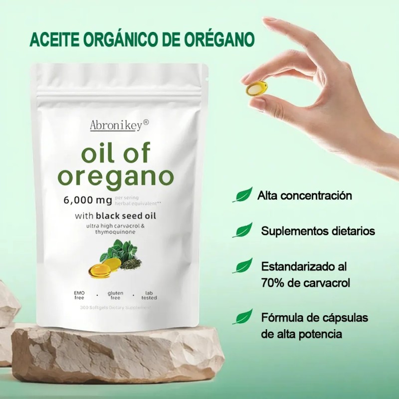Abronikey Aceite De Orégano Cápsula Blanda 6000mg 300 Cáps