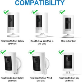 2 Pack Universal 360° Adjustable Wall Mount for Ring Stick Up Cam, Indoor Cam (1st Gen), Wyze, Eufy, Arlo & More - Compatible with 1/4" Threaded Hole Cameras - White