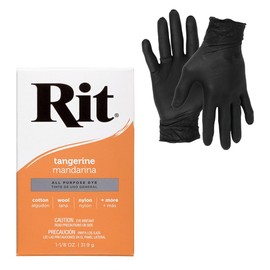 Dye – Rit Powder Single Pack for Fabric Dye for Crafting, Clothing, and Décor – with Artisx Nitrile Gloves Included (Tangerine)