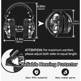 ZOHAN 030 Kids Ear Defenders, Ultra Comfortable Ear Protection Muffs for Toddler, Children, Young Teens, Hearing Protectors for Fireworks, Concerts, Air Shows, Flights (Skull)