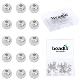 BEADIA Platinum Plated Round Spacer Beads 4mm 100pcs for Jewelry Making Findings Non Tarnish