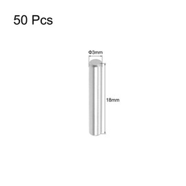 TOP-VIGOR 50Pcs 3mm x 18mm Dowel Pin Shelf Support Pegs, 304 Stainless Steel Cylindrical Shelf Support Pin Fasten Elements Silver Tone