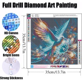 Ekuxom Hummingbird Diamond Art Kits for Adults, Bird Diamond Painting Kits for Adults, DIY 5D Diamond Dots Painting for Crafts Home Wall Decor Gift 14x14inch
