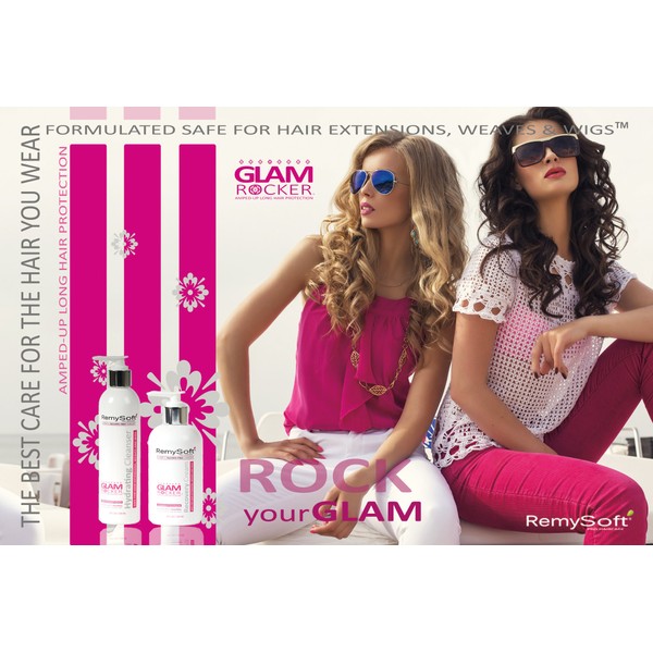 RemySoft Glam Rocker Hydrating Cleanser & Recovery Cream Duo - Safe for Hair Extensions, Weaves and Wigs - Salon Formula Shampoo and Conditioner Combo - Gentle Sulfate-free Lather