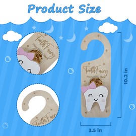 PAMBO PAMBO Tooth Fairy Door Hanger, Wooden Tooth Fairy Money Holder with Tooth Coins for Lost Tooth Girls Kids Gifts