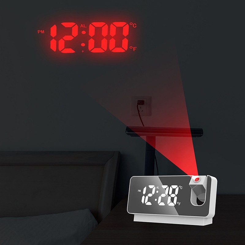 Projection Alarm Clock 360 Degree Flexible Adjust Creative LED Mirror
