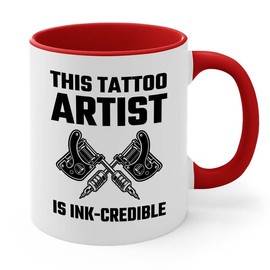 Bubble Hugs Tatto Artist 2Tone Red Mug 11oz - Is Ink-Credible - Tattoo Gifts Tipping Skin Deep Ink Tattoo Lover Tattooing Tattooist