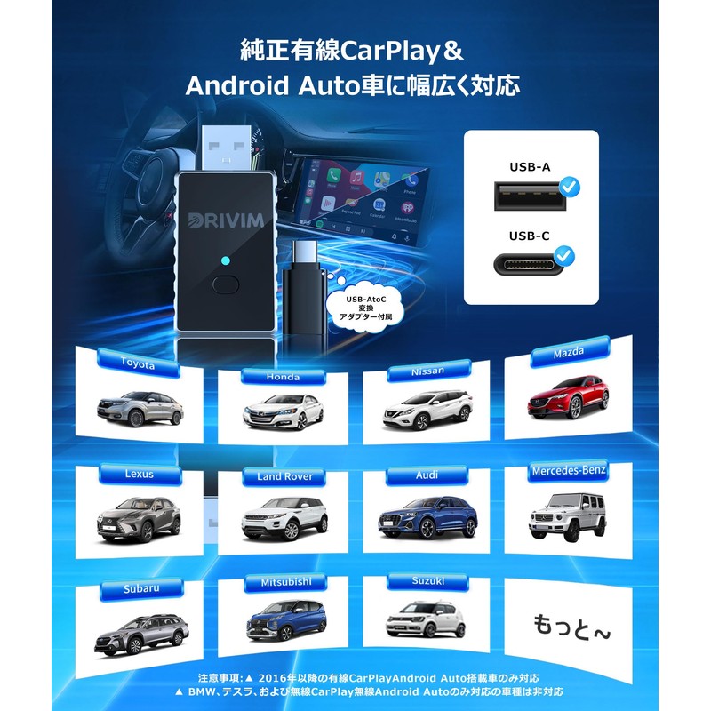 DRIVIM 2-in-1 Mini Wireless CarPlay/Android Auto Adapter, Aluminum Alloy Frame,