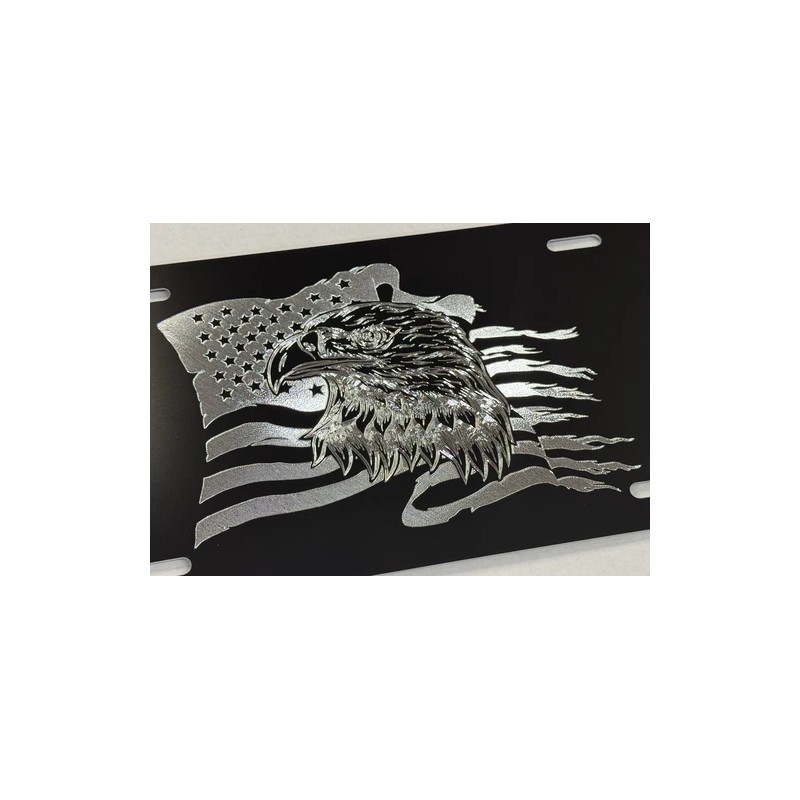 Diamond Etched Products Engraved US USA Flag Eagle Patriotic Car
