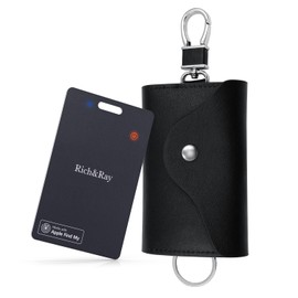 Rich&Ray Men/Women Smart Card with Key Case Leather Wallets, MFI-Certified Tracker Card Key Holder Wallet Small Size with 6 Keyrings Keychain for Organizer (Tracker Card with Key Case)