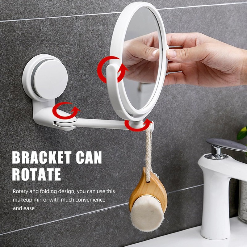 Holibanna Wall Mounted Makeup Mirror Folding Rotating Vanity Mirror for