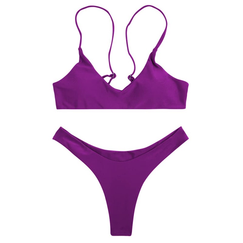 SherryDC - Traje de baño de bikini brasileño con cuello