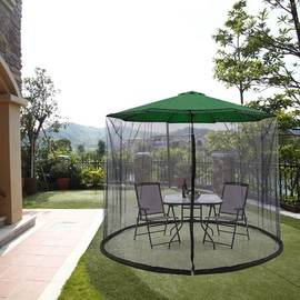 Akiky Black Canopy Patio Umbrella Mosquito Net Universal Canopy Umbrella Netting Screen with Double Zipper Door Polyester Mosquito Mesh for 7-11ft Outdoor Offset Hanging Market Umbrellas
