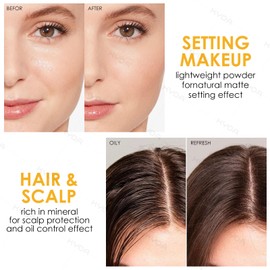 KYDA Mineral Sunscreen Setting Powder for Face & Scalp, SPF 35 Mineral Scalp Sunscreen, Lasting Oil Control Matte Loose Powder, Lightweight Breathable for All Skin Type, Translucent