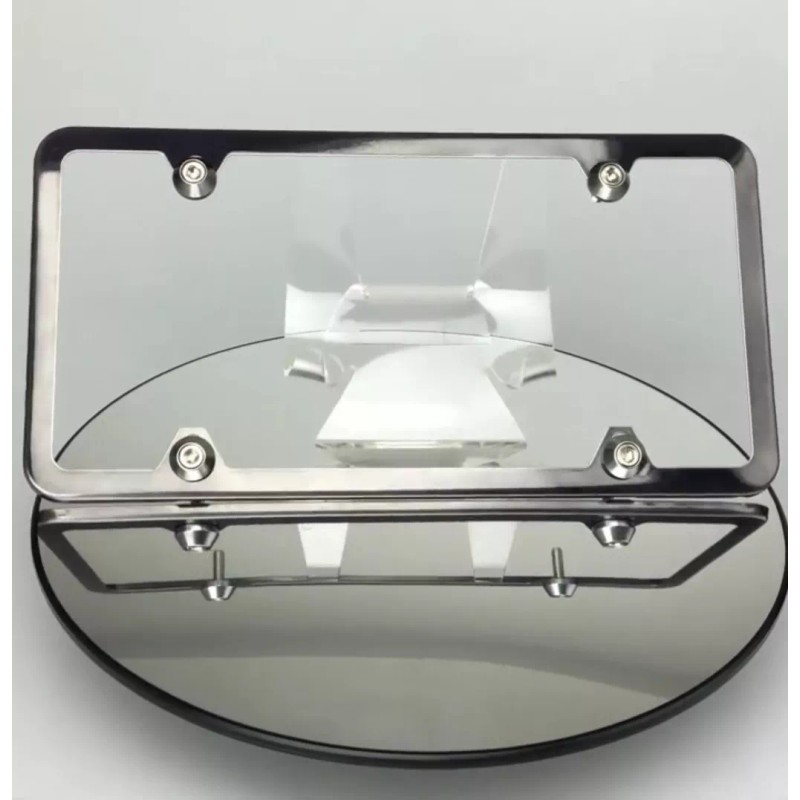 MotorVehicleParts New Slim 4 Holes Black Chrome License Plate Frame