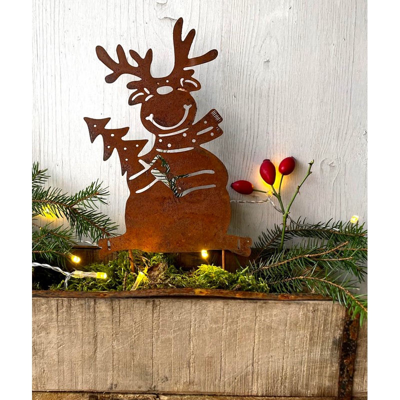 LB H&F Lilienburg Reindeer Christmas Decoration Elk Rust Metal Garden