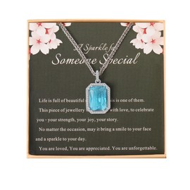 Gift for Wife & Mum – Elegant Thoughtful Skin-Friendly Necklace – Sparkling Cubic Zirconia Pendant – Ideal for Birthday, Anniversary & Special Occasion – Gift Box Included (Blue)